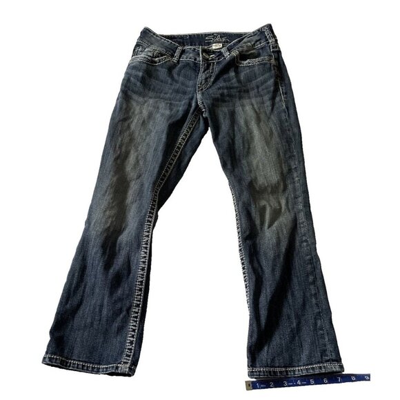 Silver Jeans Co. Womens Suki Capri Bootcut Jeans Size W29 Distressed Denim - Picture 2 of 14